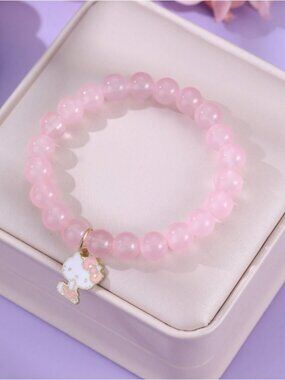 Hello Kitty Pink Crystal Beaded Bracelets –Charm Jewelry for Teens & Fan